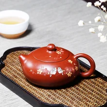 200 мл исинский чайник Цзы-Ша известный нарисованный вручную Цветок Птица узор НЕОБРАБОТАННАЯ руда Фиолетовый Глиняный Чайник дома черный чай чайные принадлежности подарки