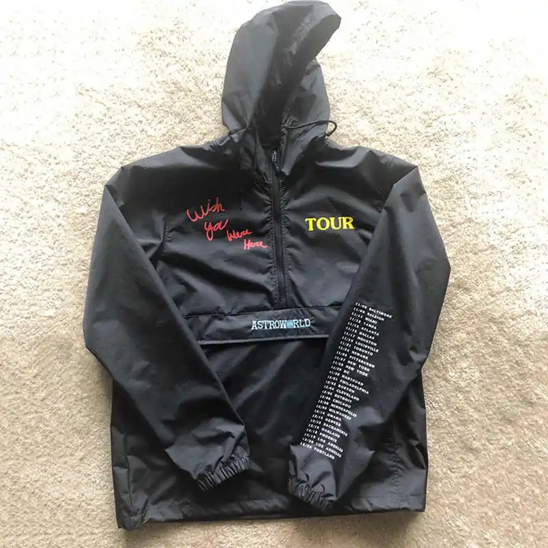 

Embroidery Travis Scott AstroWorld Jackets Women Men 1:1 Travis Scott AstroWorld Jackets 2019 New Rainproof Windbreaker Coat