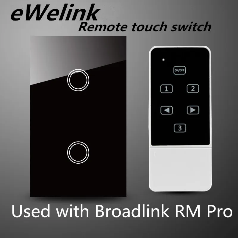 

US standard 2 Gang 1 way Touch Switch, AC 110V~250V Wireless Remote Control Light Switch For RF433 Smart home+LED Indicator