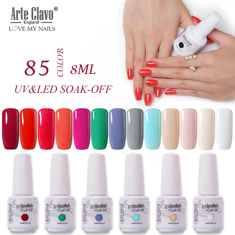 

Arte Clavo 85 Colors Nail Gel Polish 8ml Nail Gel Varnish UV Hybrid Vernis Soak Off Nails Art Manicure UV LED Gel Nail Polish