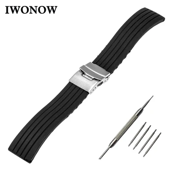 

Silicone Rubber Watch Band 22mm for Pebble Time / Steel Stainless Safety Buckle Strap Wrist Belt Bracelet Black + Spring Bar