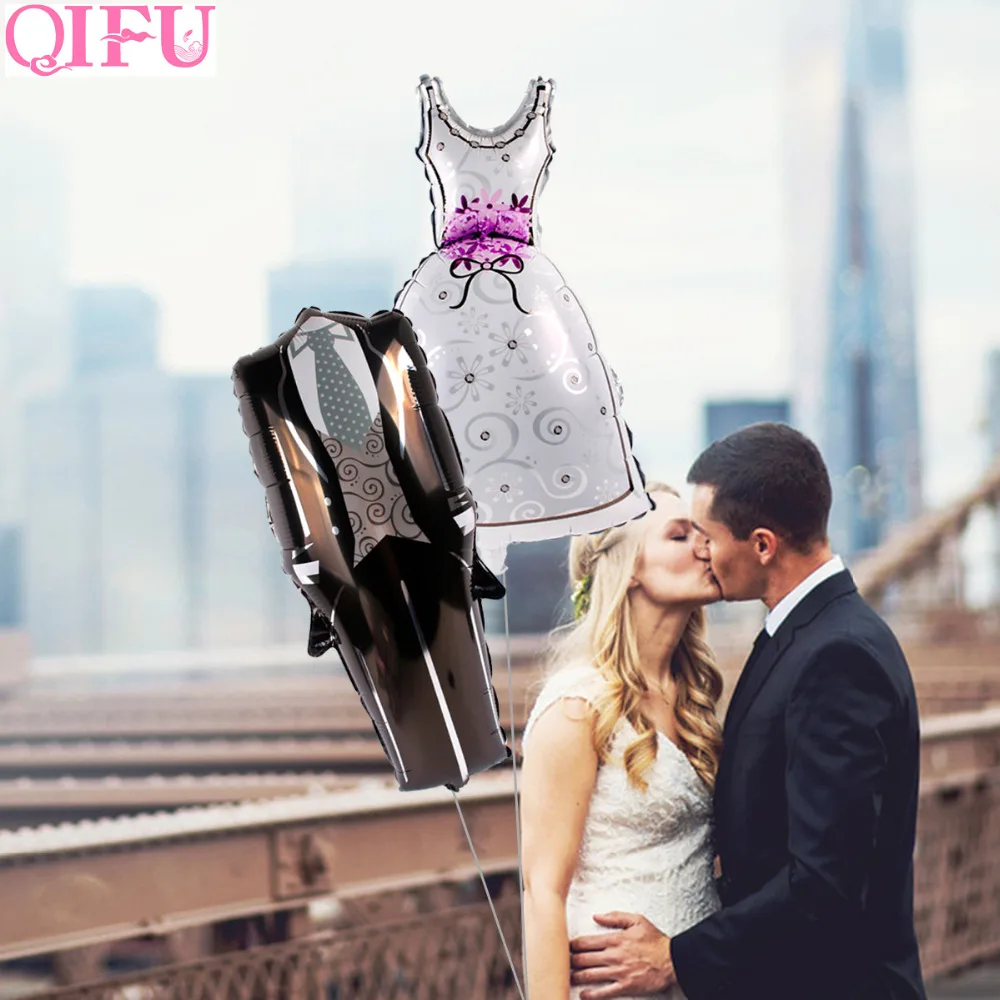 

QIFU Groom Bride Wedding Dress Foil Balloon Marriage Decoration Wedding Engagement Party Decorative Balloons Inflatable Air Ball