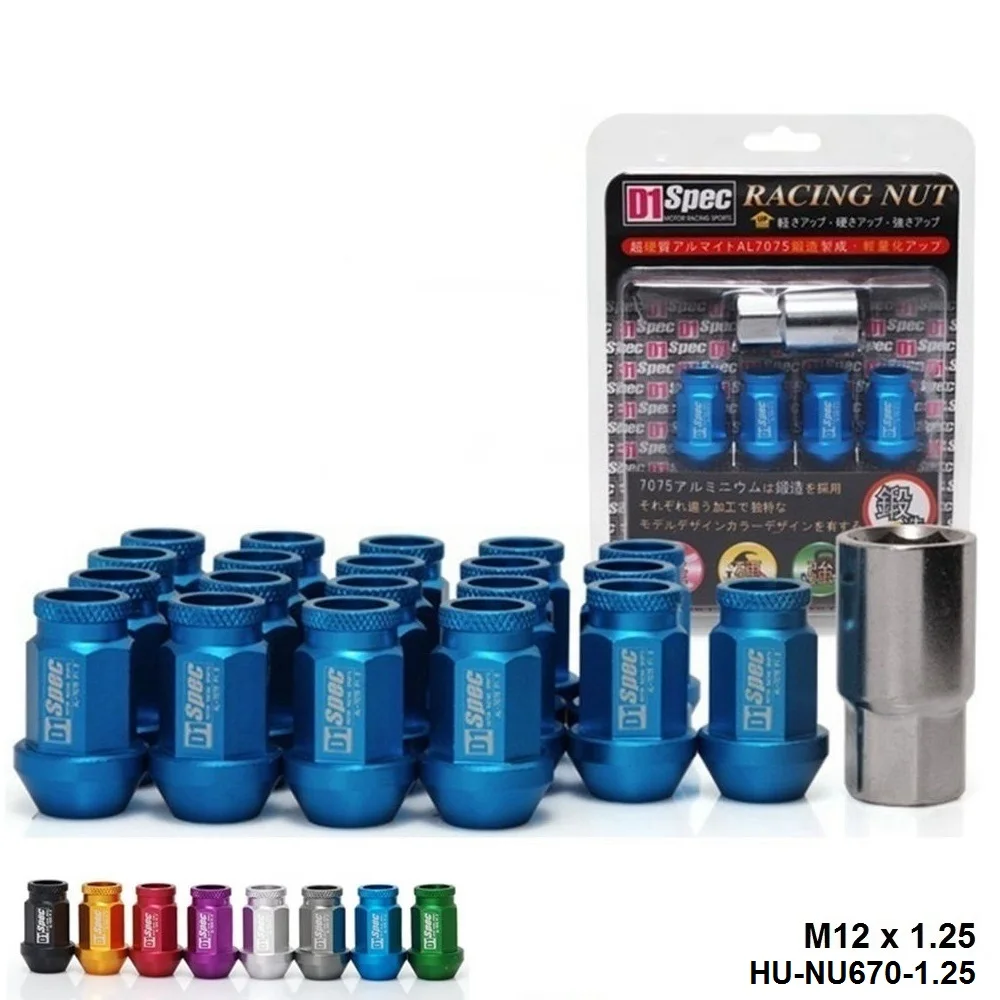 

D1 Spec M12 x1.25 20Pcs Extended Aluminum Wheel Lug Nuts For Nissan Subaru Suzuki Ect With Lock HU-NU670-1.25