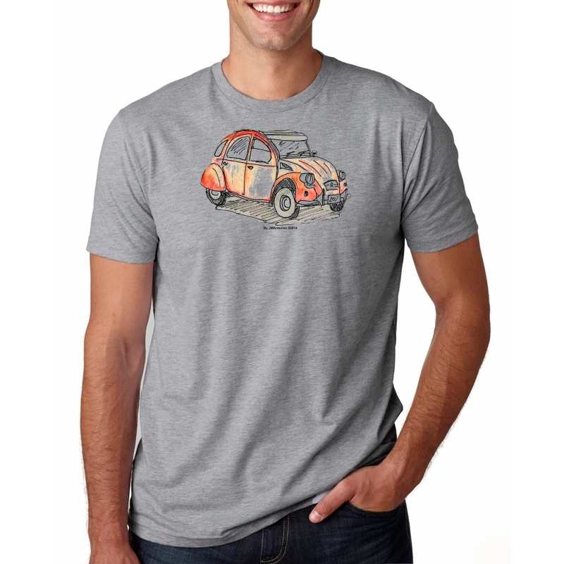 

Men'S T-Shirt Newest France Classic Car 2CV Car Classic Full Colour Print White T-shirt Tee for Gift Brand Newxs 4xl 5xL