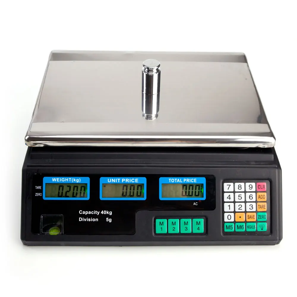 

ACS-30 40kg/5g Digital Price Computing Scale for Vegetable US Plug Silver & Black