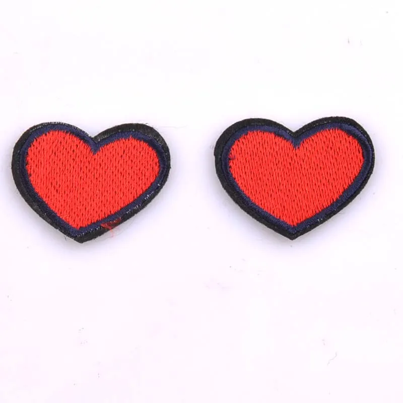 Heart Patches DIY Embroidered Fabric Red Patches Badges Sewing On for