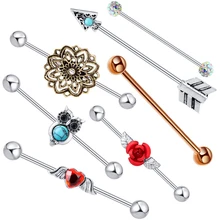 Fanpeijy 14 г Хирургическая стальная Промышленная Штанга для женщин мужчин хрящевая спираль серьги пирсинг 38 мм розовое золото