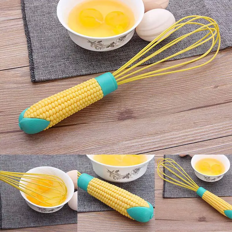 Corn Shape Handle Silicone Egg Beater Plastic Manual Beaters Hand Egg