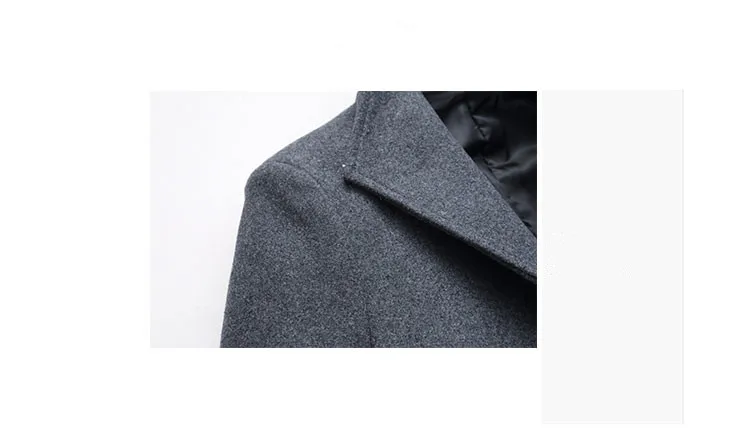 Зимние Для мужчин Бизнес Повседневный плащ Мужская мода шерстяная куртка Для мужчин повседневные пальто Высокое качество шерсть верхняя
