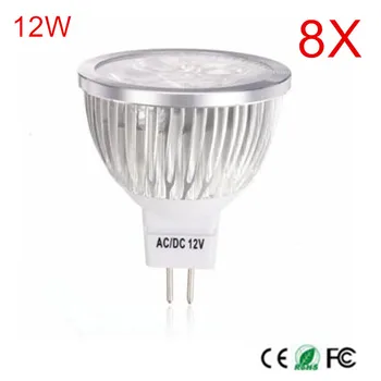 オンライン スーパー明るい12ワットmr16 Ledメヒルギの光ledランプランパーダled電球dc12vハイパワーledスポットライト8ピース