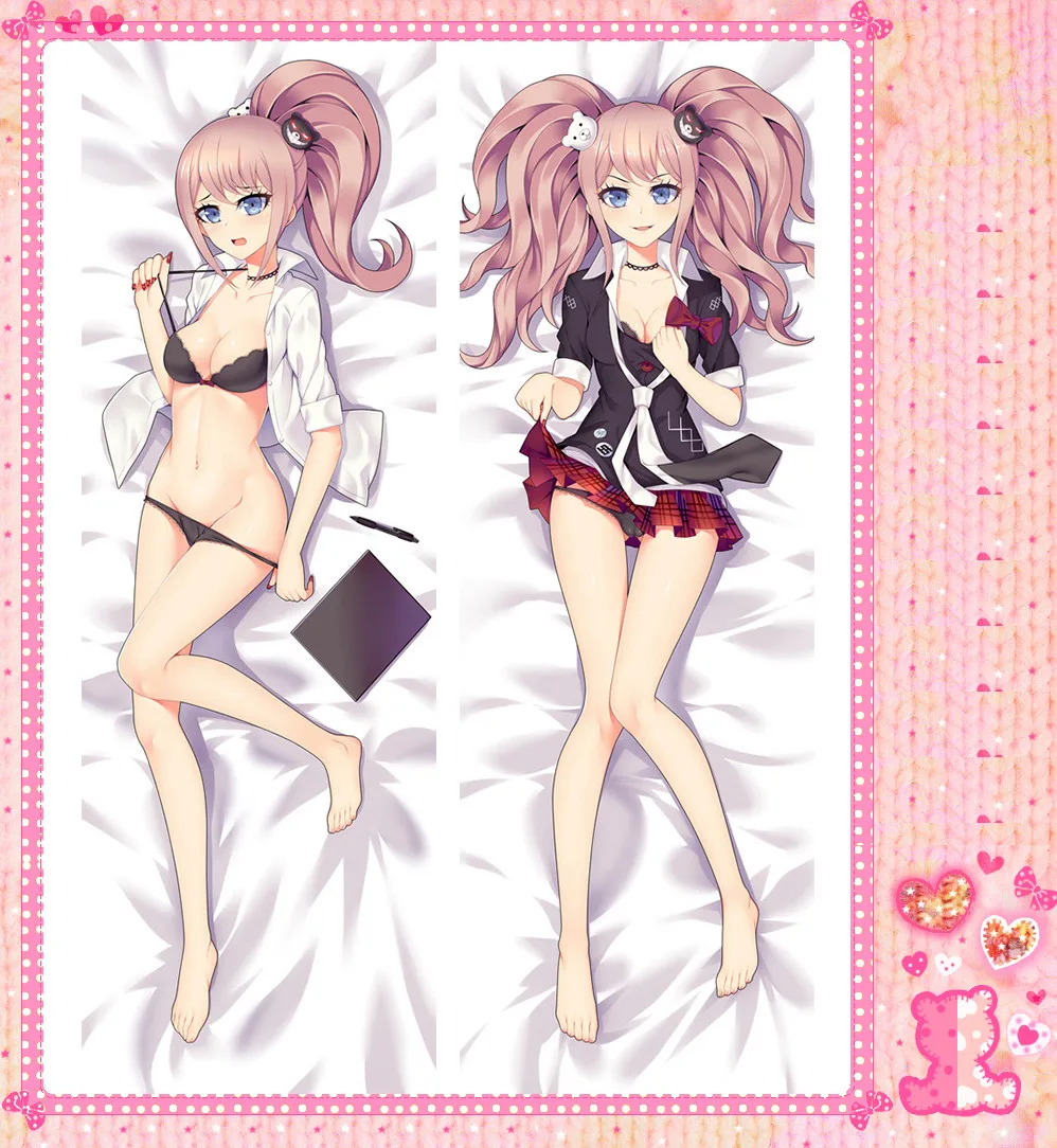 

Anime Cartoon Dangan Ronpa Double Bolster Hugging Pillow Case Cover Pillowcase Peach Skin 2 Way / WT No.16266