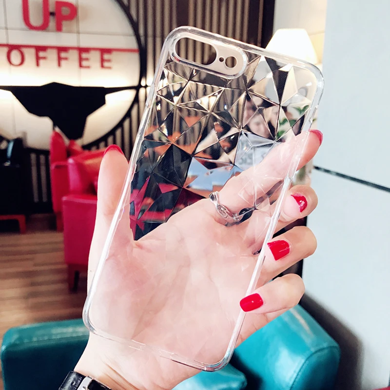 

Jamular Luxury Transparent Ultra Thin 3D Diamond Cases For iphone 6 6sPlus 7 8 Plus Soft TPU Case Cover For iphone X Coque Funda