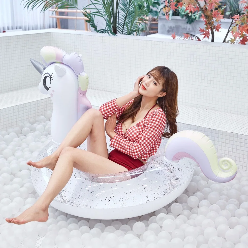 

YUYU 120cm 90CM Sequin inflatable flamingo pool float shiny unicorn Swim Ring peacock circle swimming Float pool tube pool toy