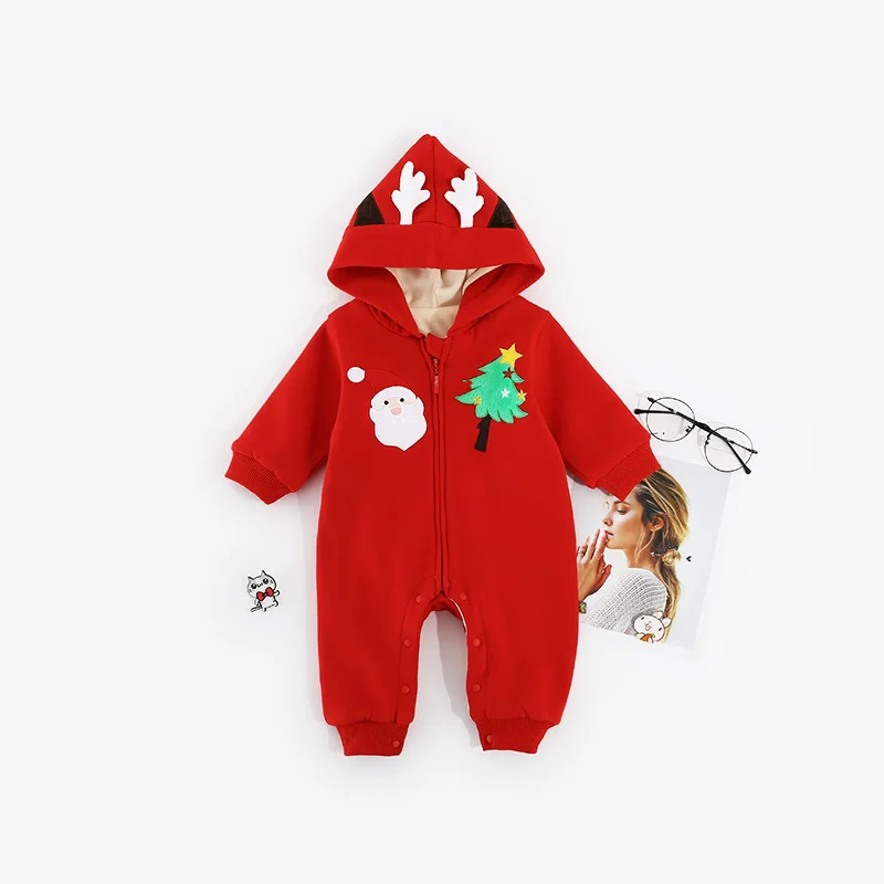 Christmas Baby Printed Rompers Clothes Winter Cute Boy Girl Garment Thicken Warm Comfortable Cotton Kids Jumpsuits Clothing | Детская