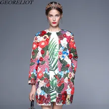 Luxury Embroidery Jacket 2017 Autumn Winter Fashion Runway Designer Women Flower Appliques Loose Pockets Basic Coat Outwear