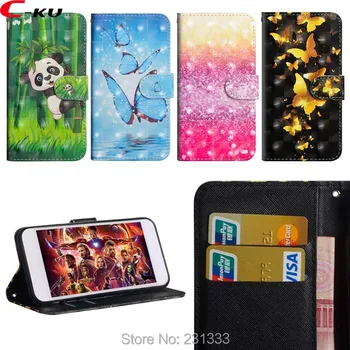 

C-ku For MOTO X4 2017 G5S C PLUS G6 3D Bling Cartoon Flower Wallet Leather Pouch Case Panda Stand Card Skin Cover Luxury 100pcs