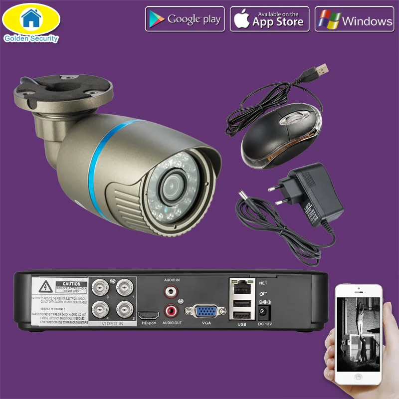 

Golden Security 4CH 720P AHD DVR Waterproof CCTV Surveillance Security Camera Day/night IR Cut