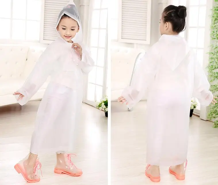 7.Age 6~13 Kids student Hooded Jacket children Girl boy Rain coat Poncho Raincoat Cover Long transparent Rainwear