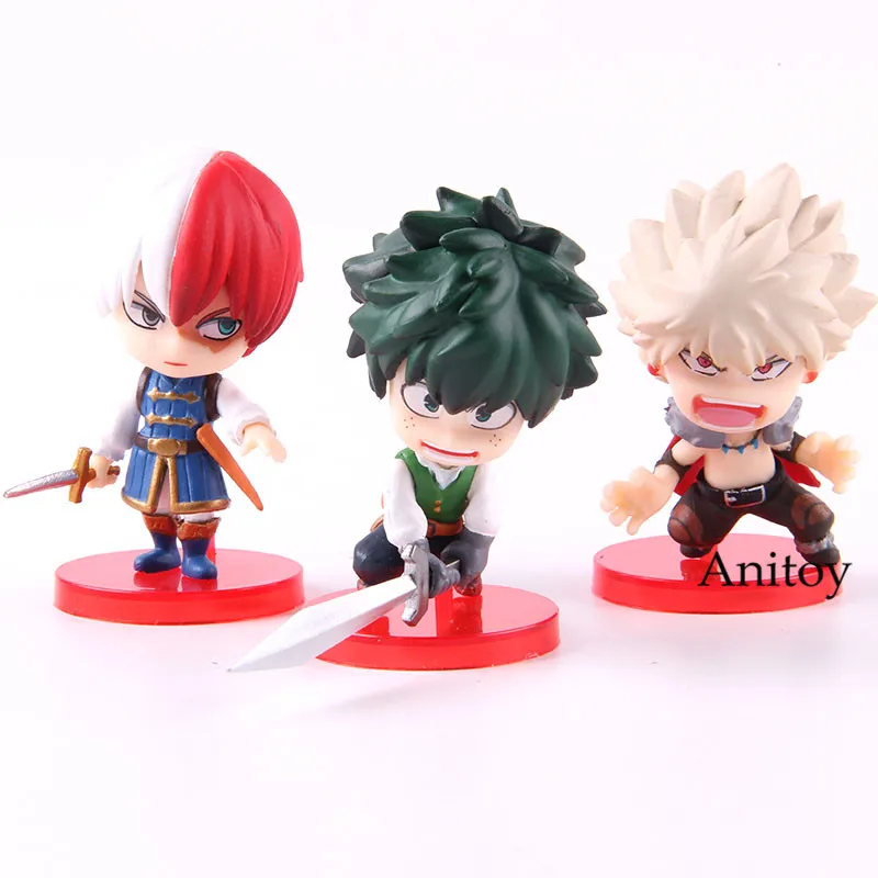 С героями из мультфильма «Мой герой Академии Izuku Midoriya Bakugou Katsuki Todoroki шото версии ПВХ Boku без герой фигурки игрушки 3 шт./компл - Цвет: without retail box