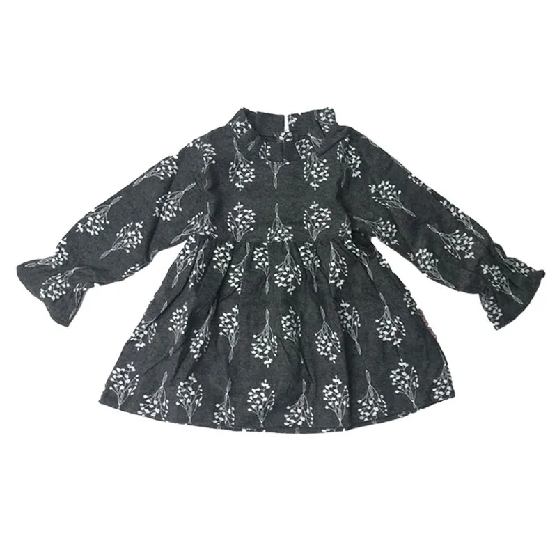 

WLG girls spring floral dresses kids girl yellow gray ruffle printed dress baby princess party dress children clothes