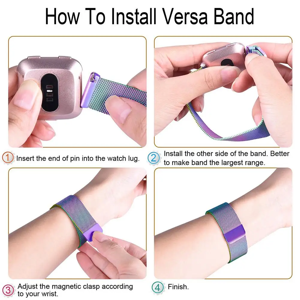 Магнитный металлический ремешок Milanese LOP из нержавеющей стали для Fitbit Versa Lite Смарт