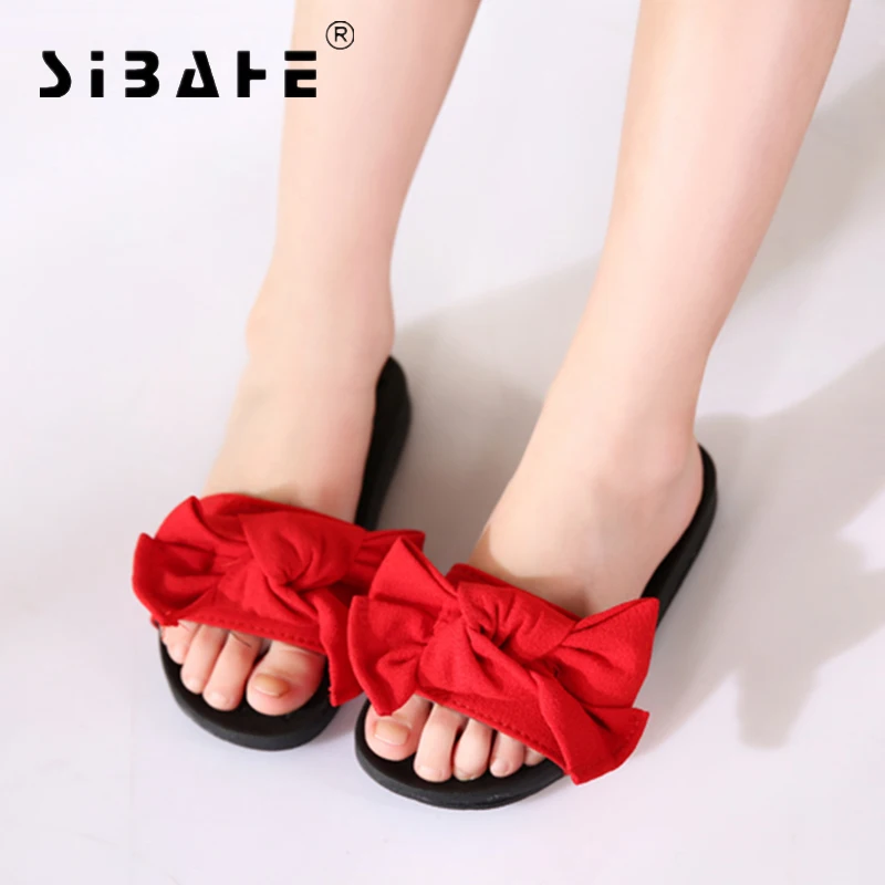 Sibahe Children Slippers Girl Bowtie Beach Slippers size 21 36 Kids