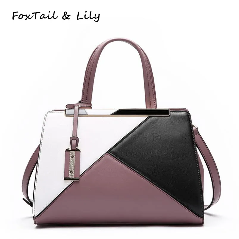 

FoxTail & Lily Brand Women Genuine Leather Patchwork Handbags Fashion Lady Panelled Shoulder Bag Famous Designer Crossbody Bags