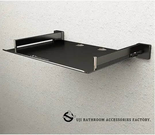 Cena Darmowa wysyłka najwyższej jakości OUJI naścienny czarny o kolorze aluminium półka na DVD dekoder av tv RouterComponents