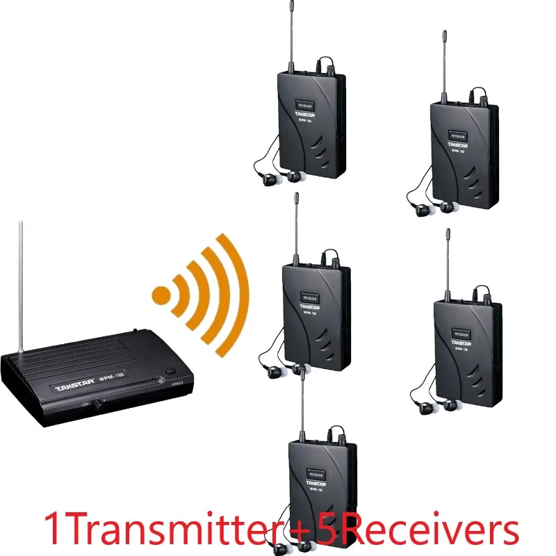 

Takstar wpm-100/wpm100 wireless monitor system In-Ear earphone for stage performance 1 Transmitter +5 Receivers