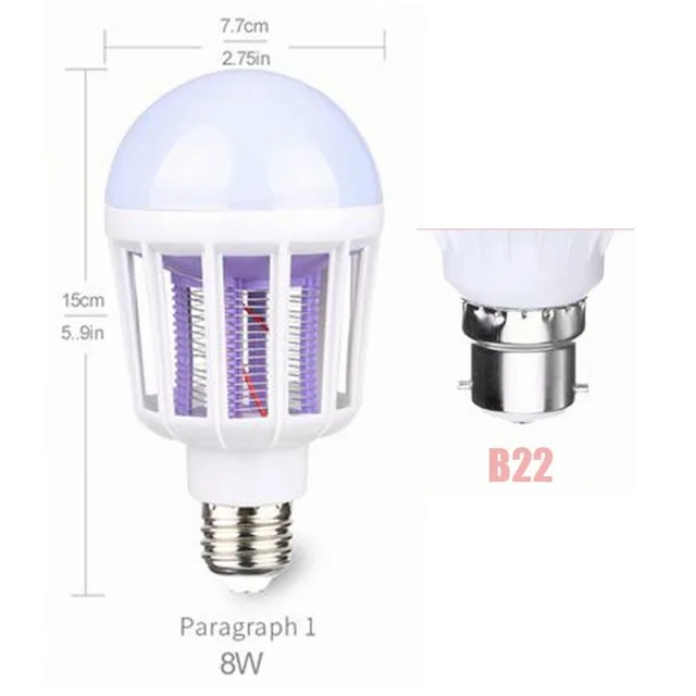 AC175 ~ 220 V светодиодный антимоскитная лампа E27/B22 светодиодный лампы для домашнего освещения мухобойка ловушка лампы насекомых