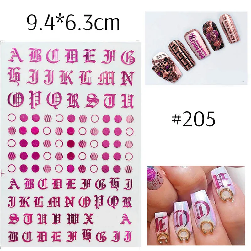 1 шт готические буквы 3D наклейки для ногтей розовое золото слова слайдер для ногтей клейкие наклейки Советы Маникюр Дизайн ногтей украшения