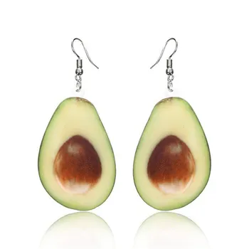 

QUMORAIN 9 Styles 2018 New Summer Fruit Acrylic Earrings Women Jewelry Dull silver color Ear Hook Grape Avocado Coconut Tree