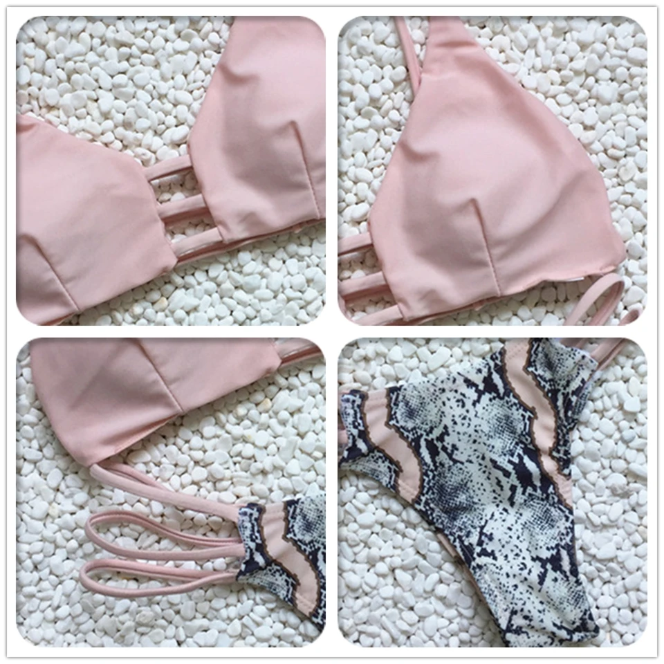 Sexy Bikinis Women Swimsuit S M L Pink Printing Swimwear Female Beach Bathing Suit Women Bather Brazilian Bikini Set Biquinis