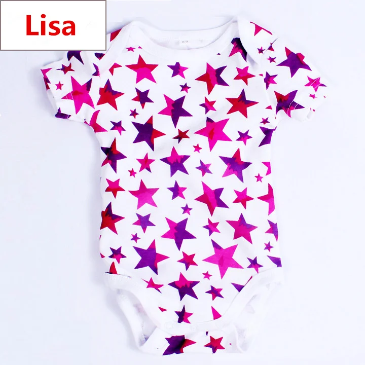 

2016 Spring Summer Cotton Short Sleeve Stars Print Baby Rompers Newborn Infant Clothing Toddler Girls Jumpsuits Bebe Roupas