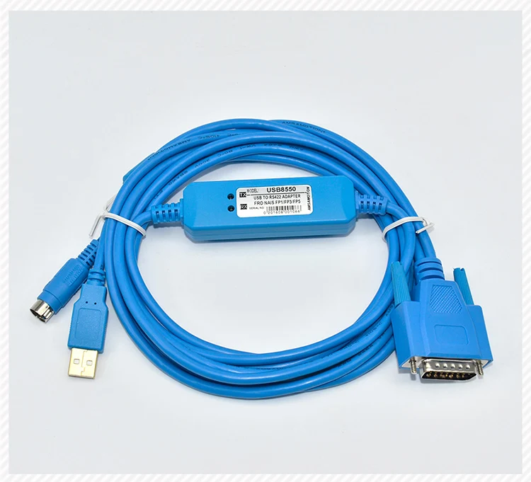 

Dual Connectors USB-FP1 USB8550 USB-AFP8550 Programming Cable for Panasonic Nais FP1 FP3 FP5 PLC USB to RS422 DB15 MD8