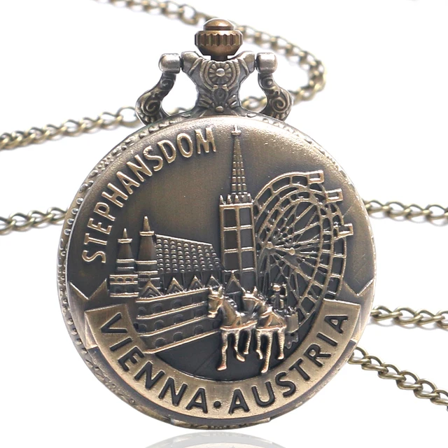 Vinatge STEPHANSDOM Theme Bronze Pocket Watches Retro VIENNA AUSTRIA Pendant Wat Vinatge STEPHANSDOM Theme Bronze Pocket Watches Retro VIENNA AUSTRIA Pendant Wat