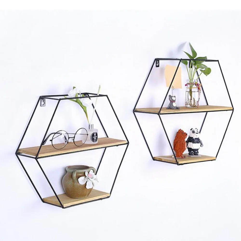 

Wooden Iron Wall Shelf Wall Mounted Storage Rack Organization for Bedroom Kitchen Home Decor Kid Room DIY Wall Decoration Holder