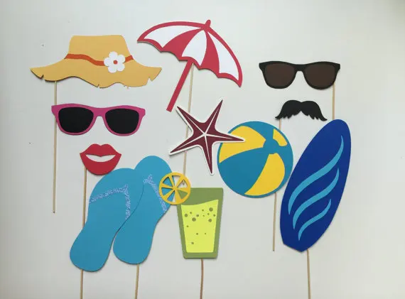 

custom Beach Birthday Hawaiin WEDDING Photo Booth Props Parties Photobooth Props party masks