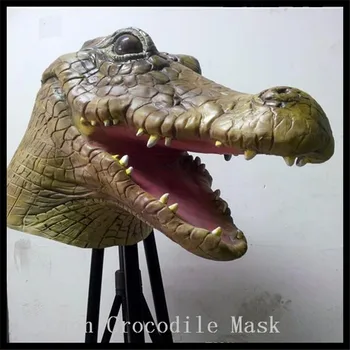 

Free shipping New Fashion Full Face Carnival Animal Mask Celebrations Party Costume Realisic Crocodile Mask for Halloween props