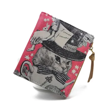 

12PCS / LOT Women Short Wallets Hasp Billfold Cute Graffiti Printing Coin Purse Mini Thin Wallet Cartoon Money Bag