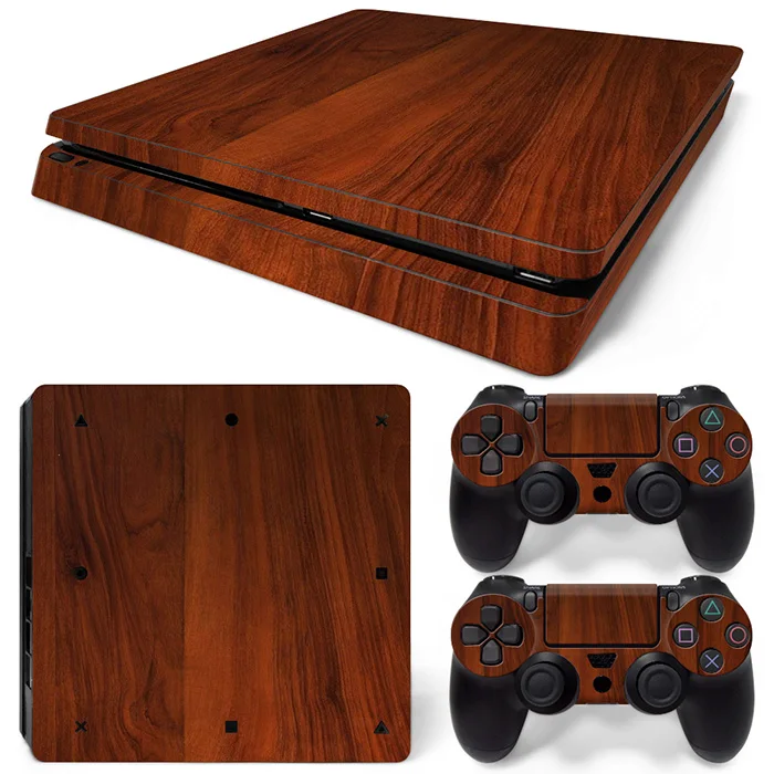 

Free Drop Shipping for wood Decals skin sticker for PS4 Slim skin sticker console and 2 controller decals TN-P4Slim-20524