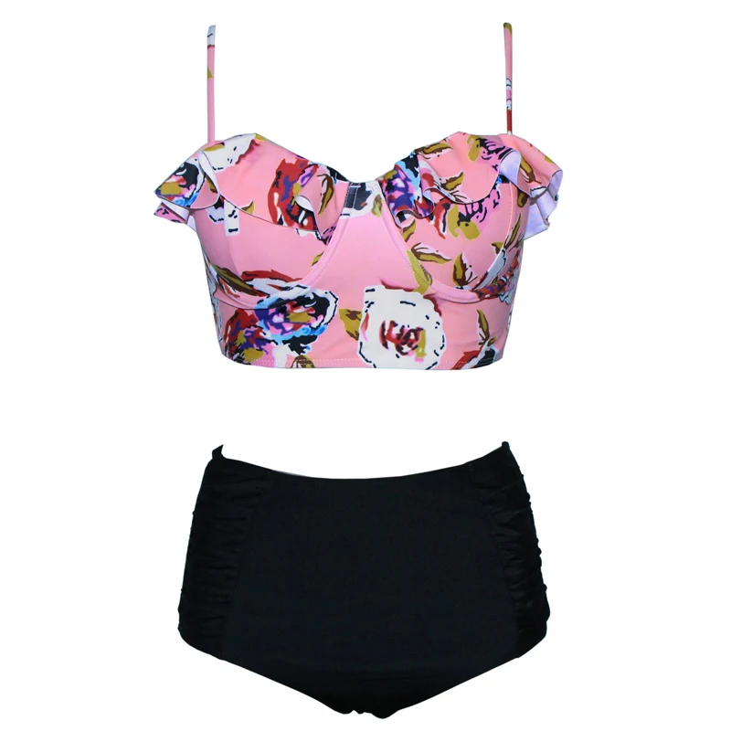 

New Fashion Retro Boho Flounce High Waist Swimsuit