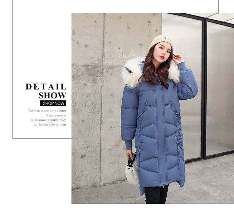 Thick Jacket Big fur collar Women's New Korean Version Big Fur Collar Medium-long Knee Size Thickened Jacket 1961