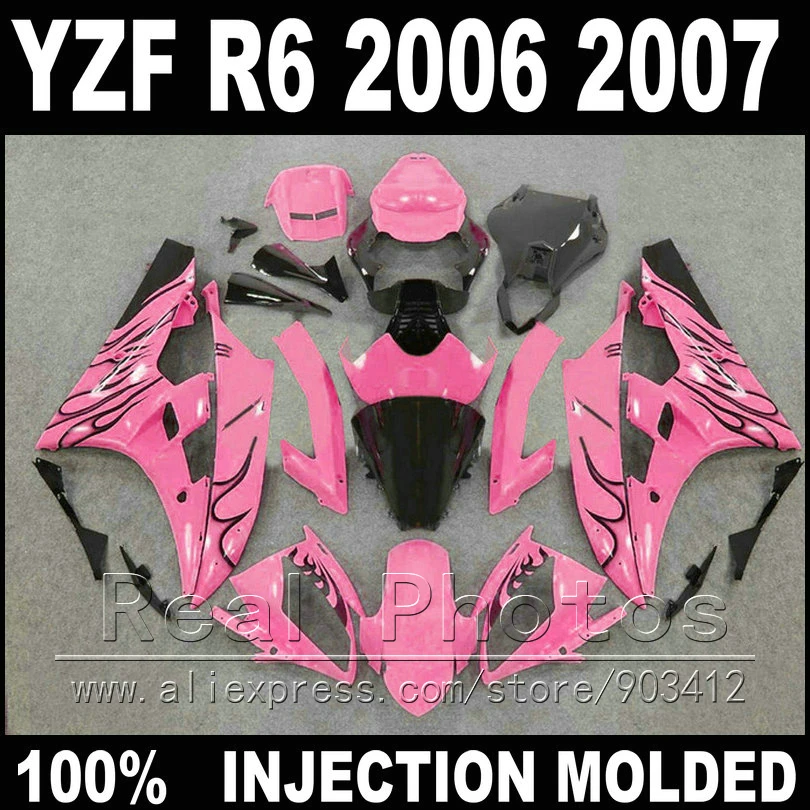 MOTOMARTS body kit для YAMAHA R6 обтекатель 06 07 литье под давлением черное пламя синий 2006 2007 YZF
