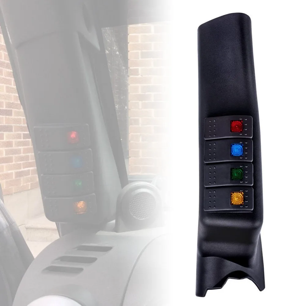 Black A-Pillar Switch Left Hand Pod Panel 4 LED Rocker for Jeep Wrangler JK 11-16 (left-hand-drive model) | Автомобили и
