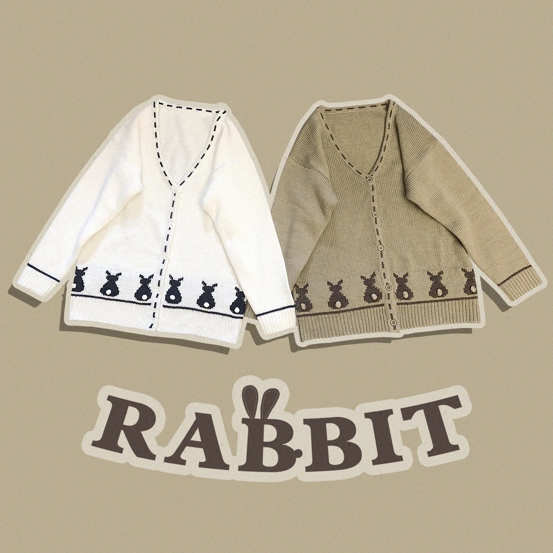 

Mori Girl Women Japanese Sweet Large Size Casual Cute Loose Cardigans Rabbit Stereo Tail Outerwear Lolita Kawaii Female Sweaters