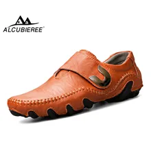 ALCUBIEREE/мужские лоферы из натуральной кожи; мужские мокасины без застежки; дышащая обувь для вождения; мокасины; большие размеры 46