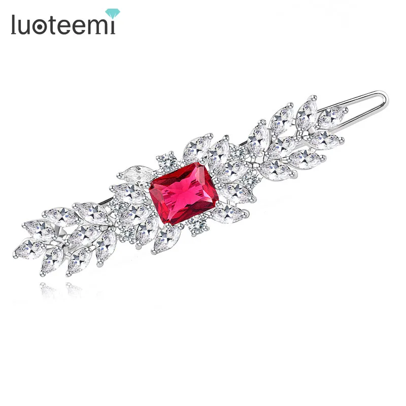 

LUOTEEMI New Classic Top Quality Female AAA Zircon Stone Hair Accessories Hairpins Luxury Crystal White Gold-Color Hair Jewelry