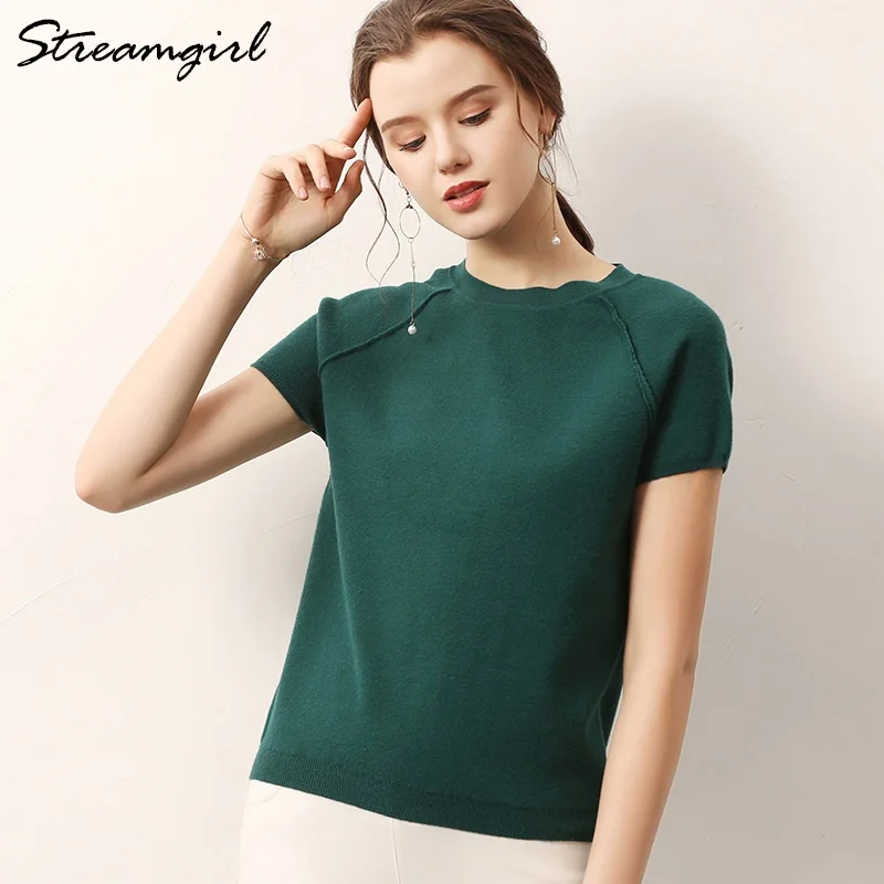 Женская трикотажная футболка Streamgirl, Новое поступление, футболка Femme, черная футболка, летняя женская футболка, женские топы с коротким рукавом - Цвет: Green