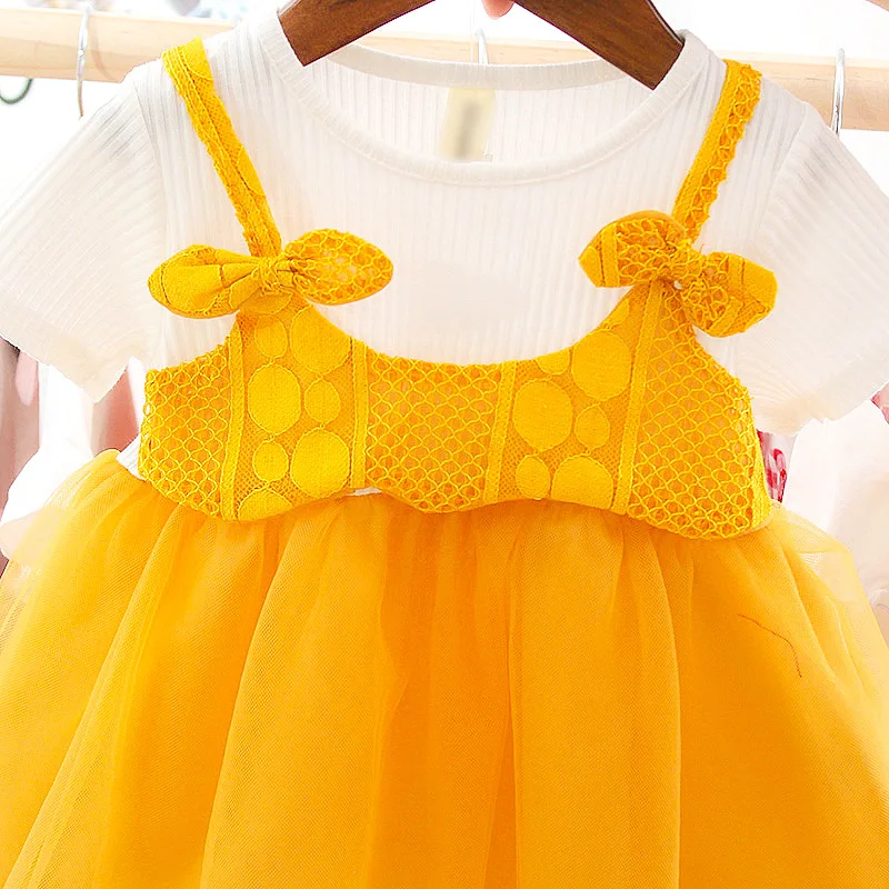 New Arrival Summer Baby Girls Short Sleeve Dresses Cute Mesh Infant Princess Dress Newborn Kids Birthday Party Clothing